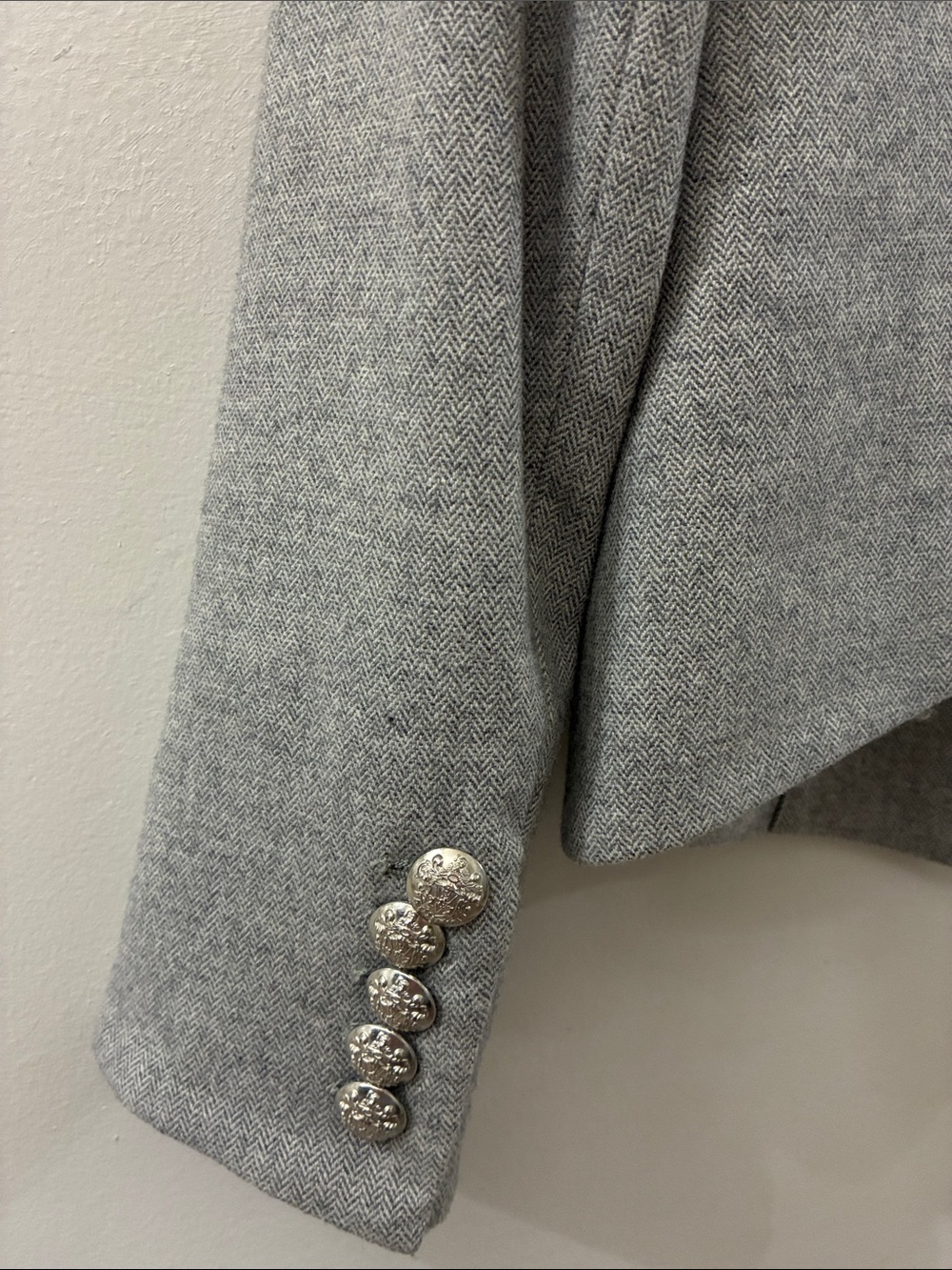 Veronica Beard Gray Double-Breasted Military-Style Blazer - size 4 - wool blend - Picture 10 of 11